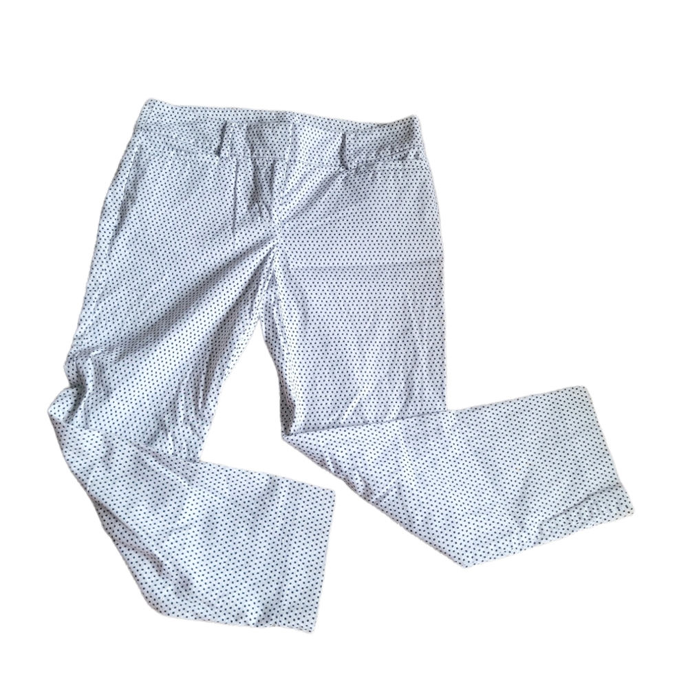 Ann Taylor Loft Womens Grey White Black Polka-dot Ankle Pants Size 2 Petite